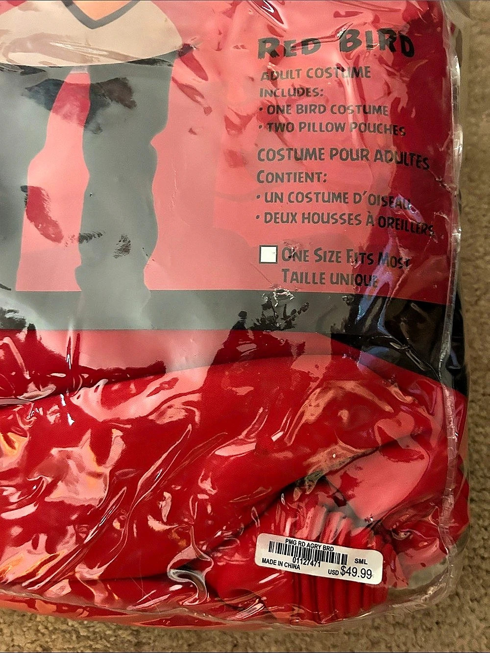 Red Bird Adult Costume Red & Black NWT